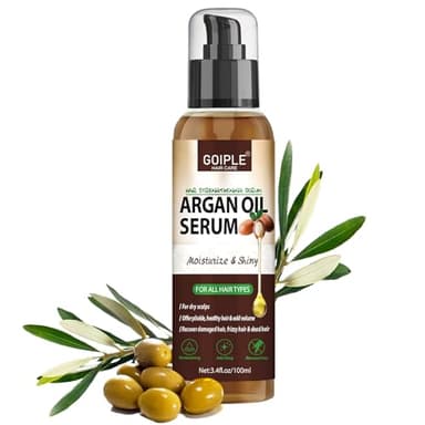 Sérum à l'huile d'argan pour coiffer et hydrater les cheveux - Contrôle anti-frisottis - Nourrit et répare - Huile d'argan pour cheveux secs et abîmés - Sérum de protection thermique