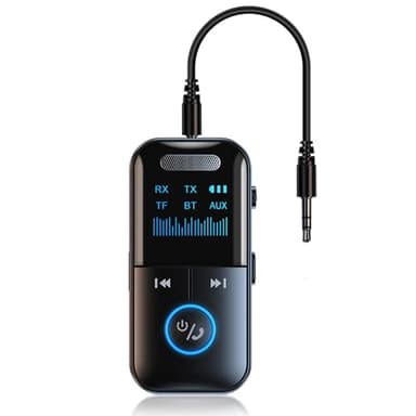 AUX Adaptateur Bluetooth 5.4 Jack Recepteur Transmetteur 2 in 1 Bluetooth Transmetteur Récepteur Low Latency Soutient TF Card Play avec Micro pour TV,PC,Voiture,Casque,Projecteur,etc