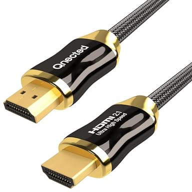 Qnected Câble HDMI 2.1 2.5m (2,5 mètres) | Ultra Haute Vitesse | 4K 120Hz & 144Hz, 8K 60Hz Ultra HD | 48 Gbps | eARC | Compatible PS5, Xbox Series X & S, Moniteur | Noir Charbon
