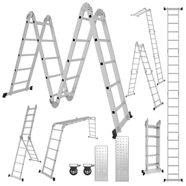 Randaco Échelle Multifonction 7 en 1 en Aluminium 582 cm 4 x 5 - Échelle Pliante - Échelle de Travail - Échelle Simple - Plate-Forme de Travail