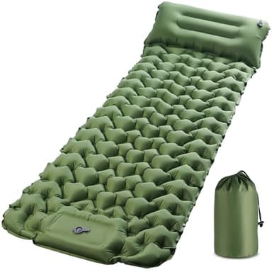 KUOGAS Matelas Camping 1 Place, Tapis Élargi et Épaissi, Pneumatique avec Pompe à Air à Pédale, Matelas Ultra-Léger et Portable