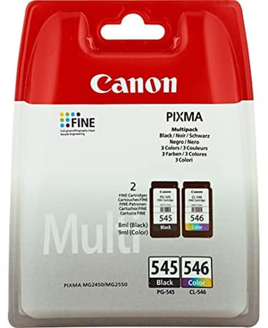 Canon 8287B005 - PG-545 / CL-546 Multipack - Lot de 2 - Noir - Couleur (cyan, magenta, jaune) - Original - Cartouche d'encre - pour PIXMA iP2850, MG2450, MG2550, MG2950 (1)