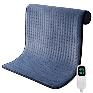 Coussin Chauffant, Coussin Chauffant Électrique avec Arrêt Automatique et 6 Niveaux de Température, pour Dos, Épaule, Ventre, Cou, Lavable en Machine (Bleu, 60×80CM)