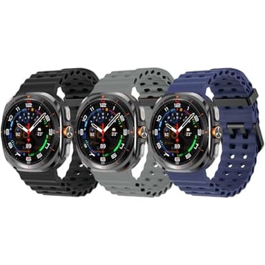 Tnhsvp 3 Pieces Silicone Bracelets Compatibles avec Samsung Galaxy Watch Ultra 47mm(2025/2024), Imperméable Sport Bracelet de Rechange pour Femme et Homme. (Black, Gray, Midnight Blue)