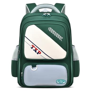 Amythe Sac à Dos Garçon Primaire Ergonomique, Cartable Enfant Scolaire, Sac Ecole Collège Léger Imperméable pour CP CE CM 6 à 10 ans, Vert