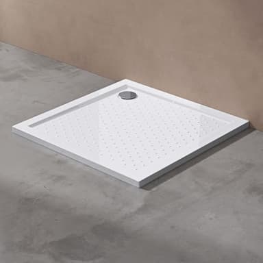 Sogood Receveur de Douche Ultra Plat 4cm Bac à Douche Anti-glisse Acrylique Blanc 90x90x4cm Design Lucia01