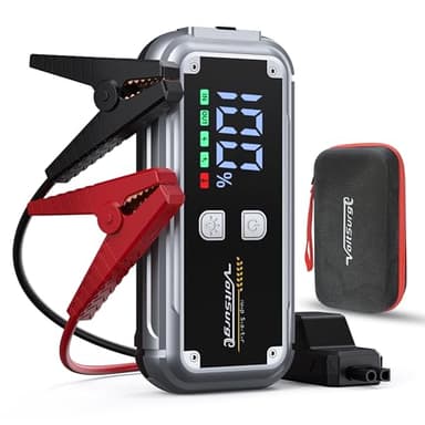VoltSurge Booster Batterie Voiture 5000A, Démarreur de Batterie de Voiture Portable(Jusqu'à 8.0L Diesel ou Tout Gaz), 12V Jump Starter, Pinces Intelligentes avec Écran, Lumière LED