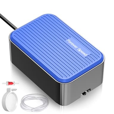 Forever Speed Pompe à air d'aquarium la Plus Silencieuse <30db, 2W Pompe à oxygène Aquarium Silencieux Convient aux Aquariums Jusqu'à 100L avec Accessoires