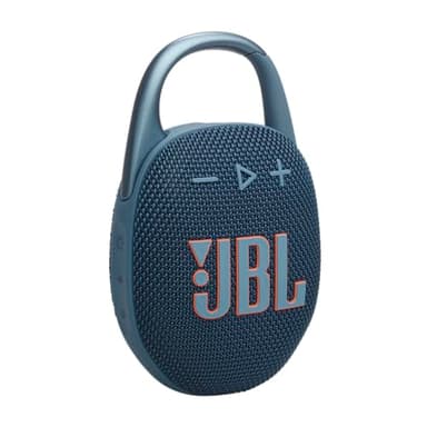 JBL Clip 5, Enceinte Bluetooth ultra-portable, mousqueton intégré, son JBL Pro, basses percutantes, 12 heures d'autonomie, fonction Playtime Boost, résistante à l'eau et à la poussière IP67, en bleu