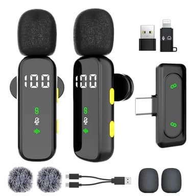 Microphone cravate sans fil avec écran LED, mini micro-cravate, microphone sans fil pour iPhone, Android, iPad, pour l'enregistrement vidéo, le streaming, les interviews, les vlogs, Tiktok, Youtube