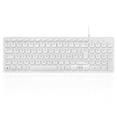 perixx PERIBOARD-333MW Clavier rétroéclairé Compact pour Mac avec câble - Touches Ciseaux Minces avec Grandes Lettres - LED Blanche - Disposition AZERTY français