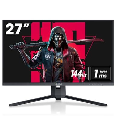 KOORUI Ecran PC Gaming 27 144hz, Résolution WQHD (2560 x 1440), 1MS, Display Port & 2X HDMI, Adaptive Sync, Noir