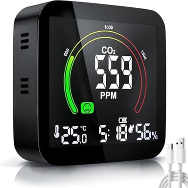 Gofemial Detecteur de Fumée Connecté Moniteur Qualité Détecteur CO2, Detecteur Monoxyde Carbone Alarme Incendie CO2 Detecteur Gaz Alarme Connectée Moniteur Dioxyde Carbone Détecteur Monoxyde CO