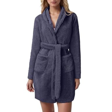 Générique Peignoir Femme Eponge Polaire Long Peignoir de Bain Hiver Capuche Chaud Hiver Personnalisé Robe de Chambre Super Doux Grande Taille Pyjama Couple Assorti