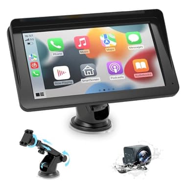 CarPlay Voiture, Portable CarPlay & Android Auto sans Fil, 7 Pouces Ecran Tactile avec Caméra de Recul,Autoradio Portable avec Assistant Vocal et Fonction d'appel, adapté à Divers Véhicules