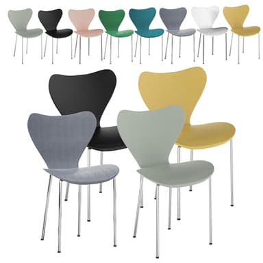 XUANYU Lot de 4 Chaises Mila en Plastique PP Mix Color Noir/Gris/Jaune/Vert Clair, Chaises de Salle à Manger Empilable, Chaise à Manger Scandinavie, Chaise de Cuisine Stable
