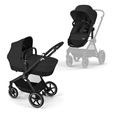 CYBEX Gold EOS Lux Poussette 2-en-1, Système pour Voyage, De la naissance à 22 kg (env. 4 ans), Moon Black