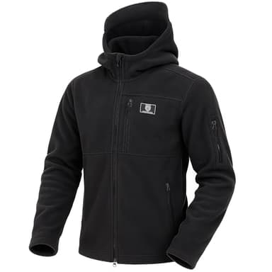 Iron Mountain Veste en polaire technique pour homme avec capuche, anti-boulochage, thermique, lourde, coupe-vent, fermeture zippée intégrale, Noir, 4XL