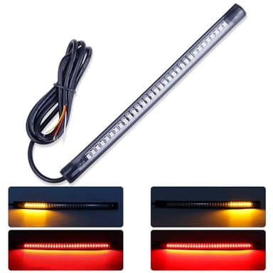 Kinstecks ​​32LEDs Clignotant Moto Flexible Bande Lumineuse LED Clignotant Feu Stop Feu Conduite Universel pour Moto Scooter Quad Cruiser Harley Kawasaki Yamaha Suzuki