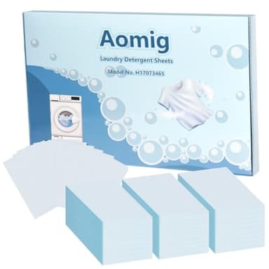 Aomig Feuilles à Lessive, Lot de 180 Lessive Écologique pour Machine à Laver, Détachant Puissant à Laver, Lessive Lingette Parfumées, Laundry Supplies Convient au Lavage à la Main&en Machine