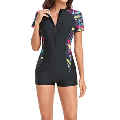 Maillot de Bain Femme 1 Pieces Anti-UV SéChage Rapide Une PiÈCe Combinaison De Bain D'éTé Manche Long Zip Slim pour Mer Natation Surfing Justaucorps De Plage