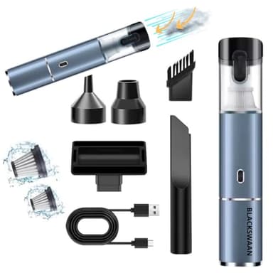 BLACKSWAAN Aspirateur à Main Puissant, Souffleur, LED, sans Fil, 12000PA, 3 en 1, pour Voiture, Maison, Camping Car, Rechargeable par USB