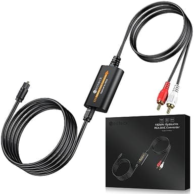 Neoteck Convertisseur DAC Numérique SPDIF Coaxial Toslink vers Analogique Stéréo L/R RCA Jack Audio 3,5 mm, avec Câble Optique Alimentation USB pour Xbox HD DVD Boîtier Décodeur Home Cinéma Système