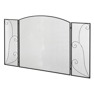 HOMCOM Pare-feu pour cheminée ou poêle - Design élégant - Pare-étincelles 3 Volets Pliables - dim. 132,5L x 76,5H cm - Acier métal Noir