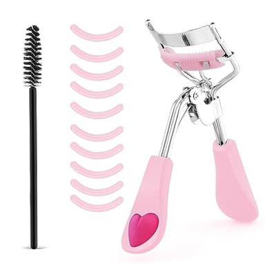 Sibba Lot de 3 recourbe-cils pas pincement ou tirage longue durée qui s'adapte à les formes d'yeux outil maquillage professionnel pour avec 10 tampons de recharge silicone et brosse à femmes filles