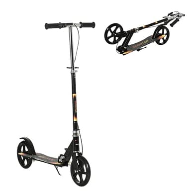 HOMCOM Trottinette Enfant Pliable à 2 Roues pour Enfant de 7 à 14 Ans avec Guidon réglable en Hauteur sur 3 Niveaux et Double Frein - Noir