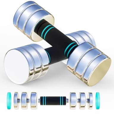 Lot de 2 Haltères en Acier 5kg 10kg - Haltères Réglables Ultra Compacts avec Poignée en Mousse pour la Musculation, l'Haltérophilie, l'Entraînement à Domicile et à Salle de Sport (2 x 5 kg-bleu)