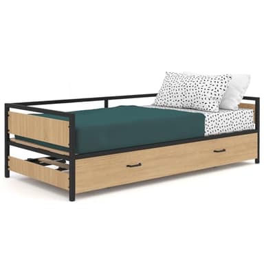 IDMarket - Lit Banquette 90 x 190 cm Detroit Convertible 180 x 190 cm Style Industriel