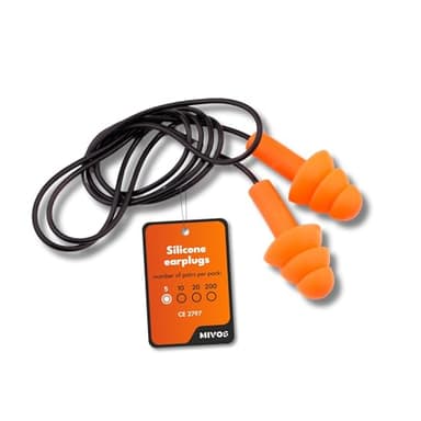 Mivos Lot de 5 Paires de Bouchons d'Oreille Réutilisables en Silicone Étanche et Souple avec Cordon - Réduction du Bruit 32 dB pour une Protection Auditive Optimale