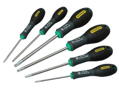 STANLEY 0-65-099 Tournevis Tamper Torx - Gamme FATMAX - Fabriqué En France - Liaisons Quasi Incassable - Grande Résistance - Sablage De L'Empreinte - Jeu De 6 Pièces