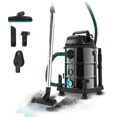 Cecotec Aspirateur Vertical avec Fil 30L Conga Rockstar Wet & Dry Steel Pro Tool. Solides et Liquides Aspirateur 1600W, Durabilité et Résistance, avec Prise, Accessoires