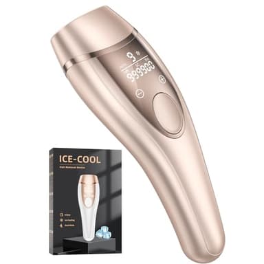 21J Épilateur Lumière Pulsée, IPL Épilateur Laser avec Fonction de Refroidissement, Salon à la Maison,9 Niveaux Laser Epilation pour Femme et Homme, Corps Aisselles, Doré