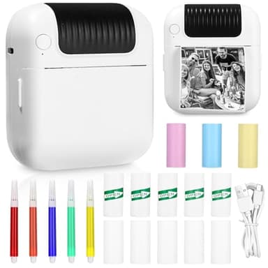 SOBEAU Mini Imprimante Thermique, Imprimante Photo Portable, Bluetooth Imprimante Etiquette Autocollante, Mini Imprimante pour Notes, Images, Photos, Journal, Bricolage