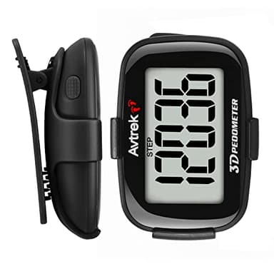 AVTREK Compteur de Pas 3D précis pour la Marche écran géant podomètre numérique pour la Course avec Affichage du Temps et rétroéclairage LED (Noir)