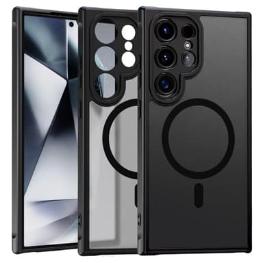 ZYIMOU Coque pour Samsung Galaxy S24 Ultra 5G Compatible avec MagSafe, Magnétique Housse pour Samsung Galaxy S24 Ultra 5G Étui Protection d'objectif Anti Rayures Antichoc Case, Noir