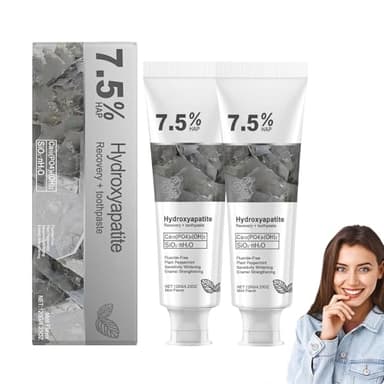 Dentifrice Hydroxyapatite, Dentifrice à La Nano-Hydroxyapatite à 7,5%, Protection AvancéE De L'éMail, Haleine FraîChe, Nettoyage En Profondeur, Formule Douce, Convient Aux Dents Sensibles