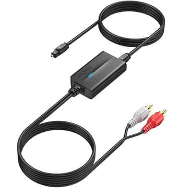AUTOUTLET Convertisseur audio analogique à numérique Convertisseur RCA vers SPDIF Toslink Adaptateur 1,1 m RCA mâle + 1 m Câble optique pour TV, DVD, CD, lecteur platine