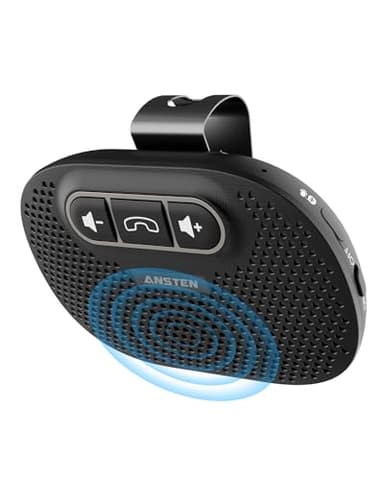 ANSTEN Kit Main Libre Voiture Bluetooth 5.0 Microphone intégré, Le Kit Bluetooth Voiture Enceinte Peut être Utilisé pour Le GPS, Musique, Appels, Contrôle du Volume, iOS Siri et Vocal Assistant