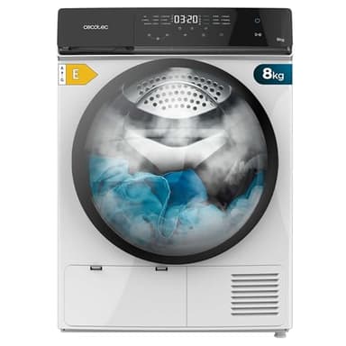 Cecotec Sèche-linge Pompe à Chaleur 8Kg Bolero DressCode Dry 8400. Précédente Classe A++, 15 Programmes, Basse Consommation, Full Touch, Séchage Auto, Repassage Facile, Stop&Go, Delay Start, Blanc
