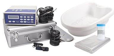 Détox Nettoyant Ion Galvano set en ALUMINIUM Coffre de service électrolyse de pied/bain de pieds. Ensemble complet/set complet avec bobines, bac, sel et coffret