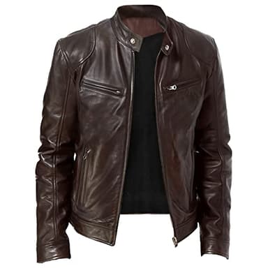 Veste en Cuir pour Homme Blouson de Motard SynthéTique Jacket Style Vintage et Décontracté
