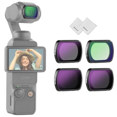NEEWER Kit de filtres ND magnétiques compatibles avec DJI Osmo Pocket 3 Creator Combo,Packs de 4 filtres Multicouches HD ND16/ND64/ND256/Diffusion Noire 1/4 pour caméra d'action+2 Chiffons Nettoyage