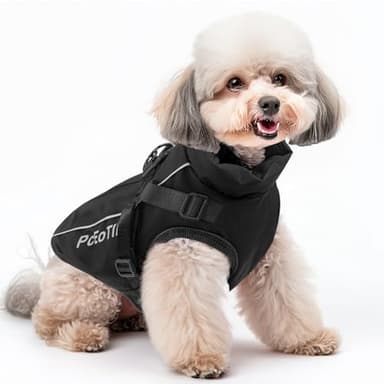 PcEoTllar Manteau imperméable pour Chien de Petite Taille, Veste Chaude réfléchissante avec Harnais pour l'hiver, Costume de Ski, Pull pour Chien, en Coton, Noir, Taille M