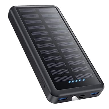 Batterie Externe USB C 26800mAh, Solaire Power Bank 15W PD 3.0A Charge Rapide, Portable Chargeur Solaire avec LED Lampe de Poche Batterie Portable Compatible avec iPhone/Samsung, Tablette et Camping