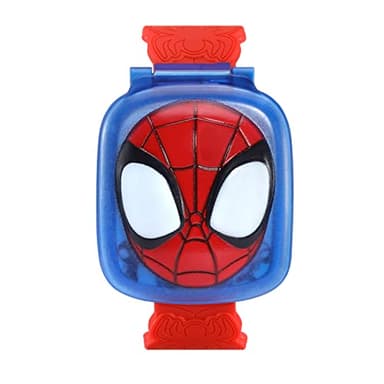 VTech - Disney Junior, La Montre-Jeu Interactive de Spidey, Montre Enfant à Clapet, Écran Animé, Bracelet Souple, 9 Cadrans, 4 Jeux Éducatifs, Cadeau Enfant de 3 Ans à 7 Ans - Contenu en Français