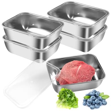 6 PCS Boîtes de Conservation en Acier Inoxydable avec Couvercle Hermétique 500ml Réutilisables, Empilables, Compatibles Four et Congélateur Lavable au Lave-Vaisselle pour Meal Prep, Fruits, Légumes
